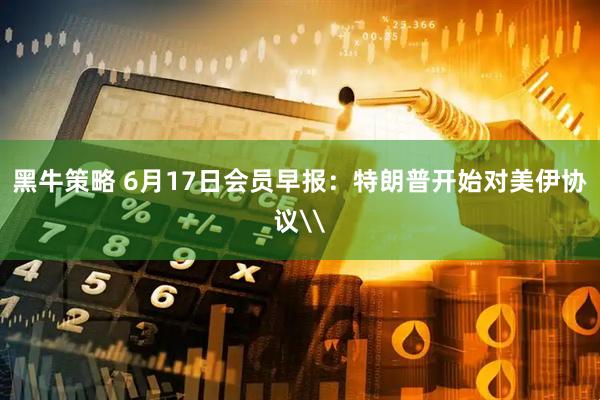 黑牛策略 6月17日会员早报：特朗普开始对美伊协议\