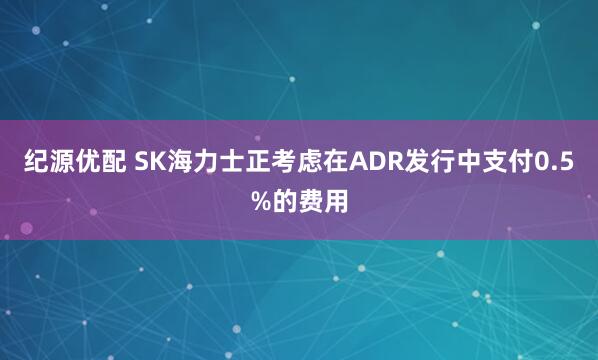 纪源优配 SK海力士正考虑在ADR发行中支付0.5%的费用