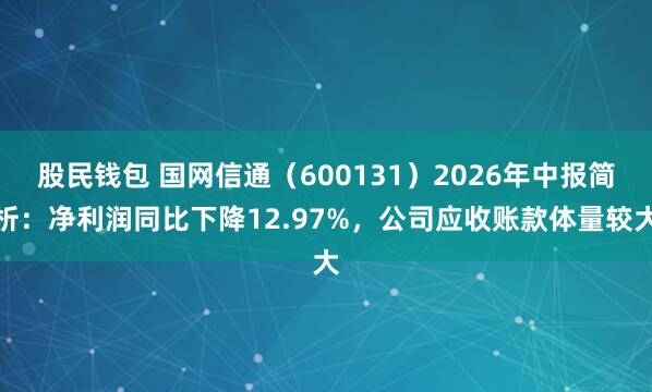 股民钱包 国网信通（600131）2026年中报简析：净利润同比下降12.97%，公司应收账款体量较大