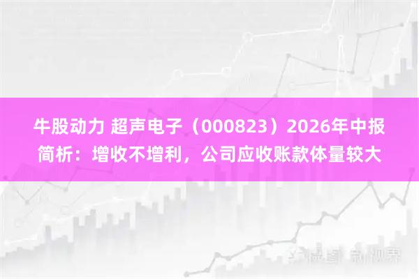 牛股动力 超声电子（000823）2026年中报简析：增收不增利，公司应收账款体量较大